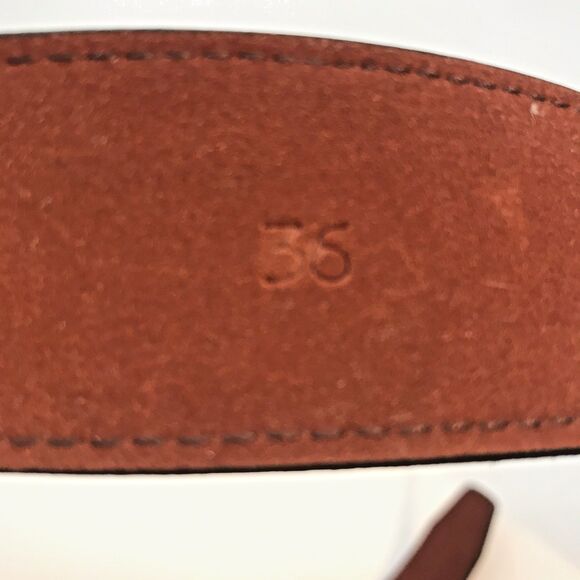 Brown Cowhide Smooth Leather Dress Belt Men's 36  1.5" W - 41 " L  Brass Buckle - Picture 13 of 13